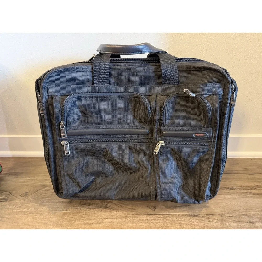 TUMI Alpha 26103D4 Black Nylon Deluxe Expandable Wheeled Rolling Briefcase